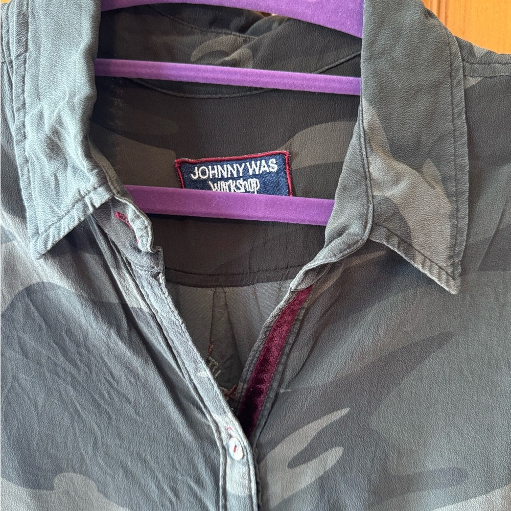 Johnny Was Gray Casual Button Down Shirt